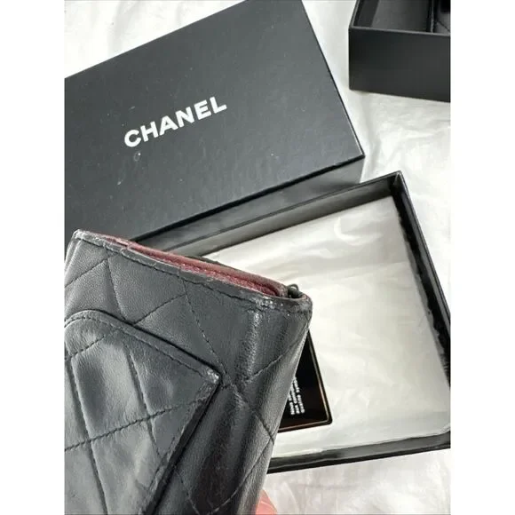 CHANEL Flap Wallet Quilted Black Silver Tone Hardware W/box - Picture 6 of 16